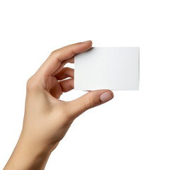 Obraz premium Hand holding business card isolated on transparent background