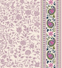 wedding card design, traditional paisley floral pattern , royal India	