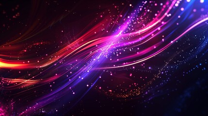 Fototapeta premium Vibrant Abstract Light Trails with Sparkling Effects Illustration - Futuristic Digital Art