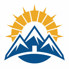 Fototapeta premium Mountain Home With Sun Symbol Logo Design Icon Vector Art Illustration