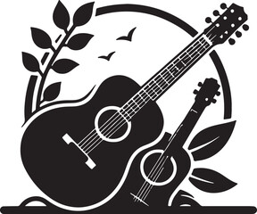 guitar silhouette vector art illustration 