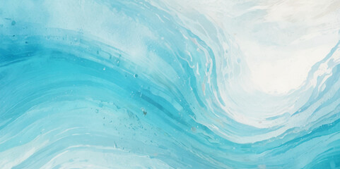 Beautiful soft blue sea water, ocean wave background. Soft blue and white hand printed creative marble texture ocean background.