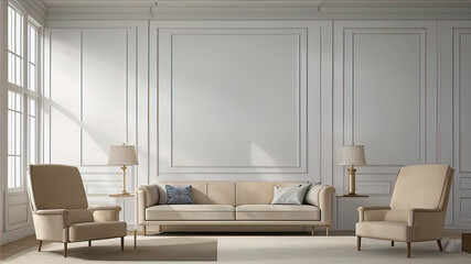 Bauhaus style home design, modern furniture aesthetics extremely simplified, clean and designer atmosphere