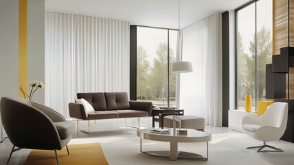 Fototapeta premium Bauhaus style home design, modern furniture aesthetics extremely simplified, clean and designer atmosphere