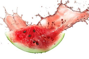 Watermelon juice. Fresh fruit 3d realistic vector icon
