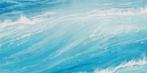 Vector watercolor ocean wave line blue and white background. Ocean sea art with natural template. Seamless soft blue ocean pattern wave water background.