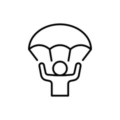 Parachuting outline icons, minimalist vector illustration ,simple transparent graphic element .Isolated on white background