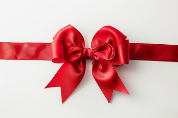 Fototapeta premium A red ribbon for Valentines Day isolated on white backgrond