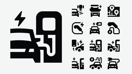 Electric Vehicles Cars Solid Icons