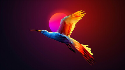 Fototapeta premium Bird of paradise flying towards positivity