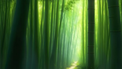 Fototapeta premium Tranquil Bamboo Forest Path.