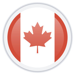 Canada national flag icon. Circle button icon isolated on white background. Vector illustration, EPS10