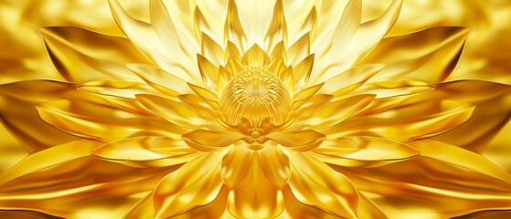 左右対称で黄金色の蓮の花のイメージ