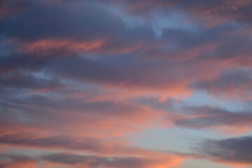 Beautiful evening sky in blue-orange tones. Background