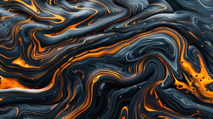Obraz premium Flowing crude oil, abstract shapes, surrealism, dark tones, fluid dynamics, high contrast, digital painting, focus cover all object, deep dept of field