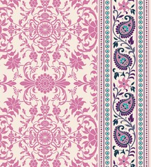 wedding card design, traditional paisley floral pattern , royal India	