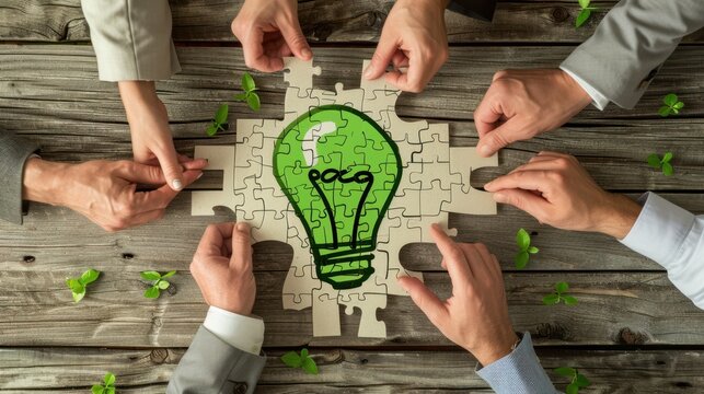 The puzzle with green lightbulb