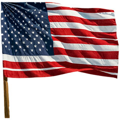 Obraz premium A large American flag with stars and stripes is waving in the wind