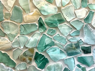 Coastal sea glass backsplash