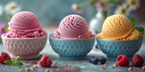 National Ice Cream Day ice cream scoops in bowls, September 17th