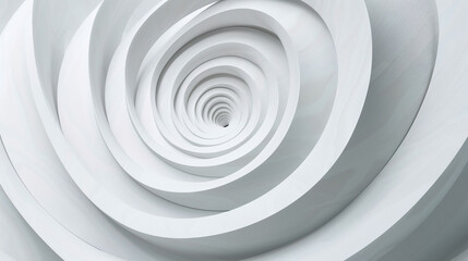 Abstract White Spiral Tunnel in Minimalist Design