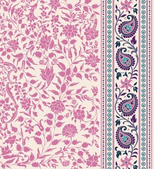 wedding card design, traditional paisley floral pattern , royal India	