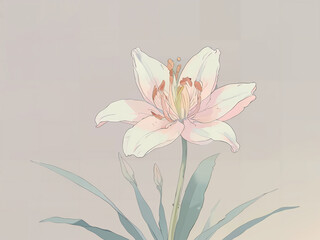 Elegant White Lily Bloom Pastel Lily Flower in Full Bloom Gorgeous White Lily