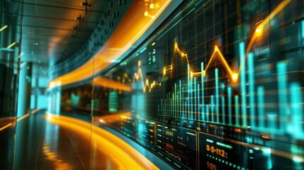 A bar graph displayed on a monitor in a control room, monitoring operational efficiency metrics.