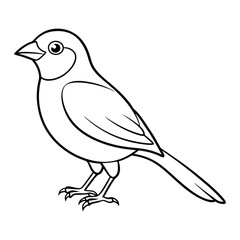 Simple outline drawing of a small bird standing on its feet