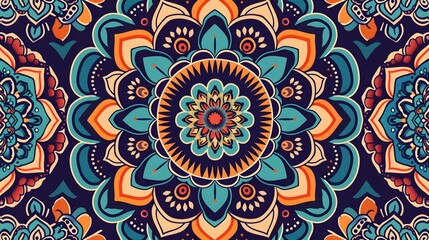 Fototapeta premium Intricate mandala patterns with vibrant colors and symmetrical designs, perfect for eye-catching and decorative backgrounds. 