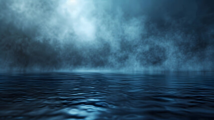 night foggy blurred background of restless mystical sea