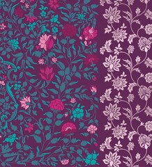 wedding card design, traditional paisley floral pattern , royal India	