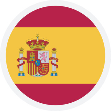 recommend clip art: Spain national flag. Circle flat vector icon on transparent background. Circle button with flag of Spain on it