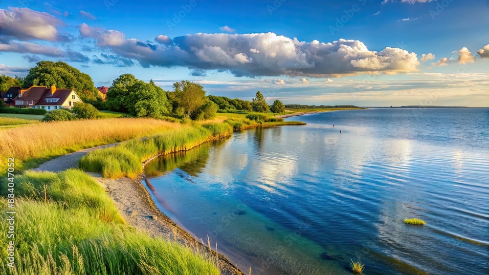 Canvas Prints Serene coastal landscape at Eckwarderh?rne Budjadingen Wesermarsch, coast, beach, sand dunes, calm, tranquil, North Sea