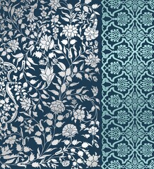 wedding card design, traditional paisley floral pattern , royal India	