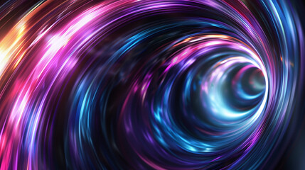 Abstract Neon Vortex with Glowing Light Trails