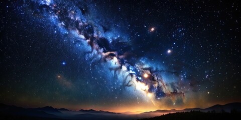 Fototapeta premium Dark starry night sky with twinkling stars and a hint of the Milky Way, starry, night, sky, stars, twinkling, Milky Way