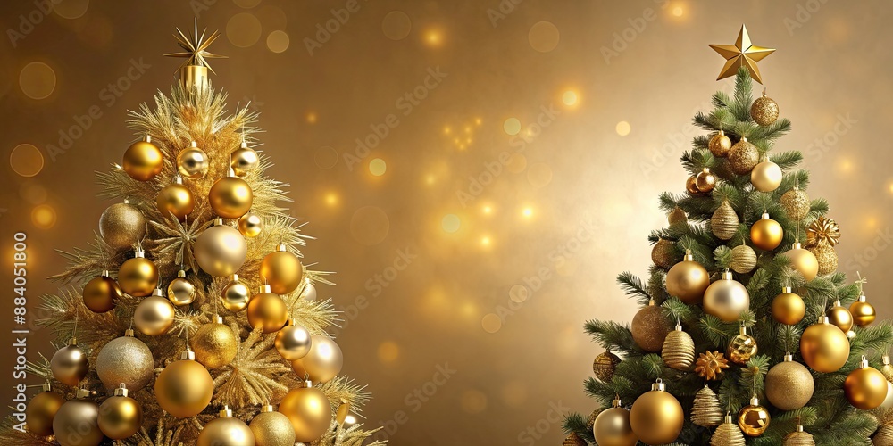 Canvas Prints Festive gold Christmas tree decorated with shiny ornaments, Christmas, gold, tree, festive, decorations, ornaments, shiny