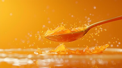 Floating Soup in Zero Gravity   Surreal 3D Rendered Culinary Concept with Orange Backdrop