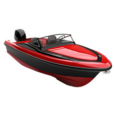 Red and black motor boat isolated on transparent background 


