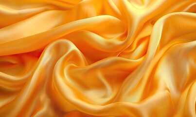 Obraz premium Golden-colored, yellow silk satin draped fabric on a luxurious background, providing ample space for design templates, web banners, and Christmas-themed creations.