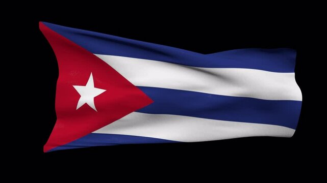 Cuba flag waving in the wind transparent background 4K resolution