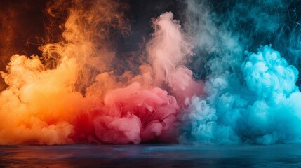 Colorful smoke swirls and curls in a mesmerizing display of vibrant hues.