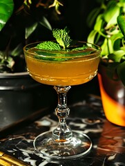 Elegant Cocktail with Herbaceous Vermouth Base