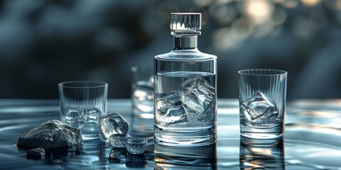 National Vodka Day vodka bottle and shot glasses, October 4th