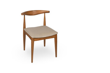 Scandinavian-Inspired Wooden Armchair with Houndstooth Upholstery: Modern Mid-Century Dining Chair for Living Room, Office, or Bedroom - Elegant Light Oak Frame Design