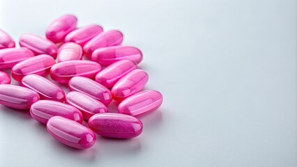 Pink vitamins on light background, pink,vitamins, health, supplements, natural, colorful, pills, capsules