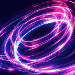 Vibrant Circular Neon Light Trails
