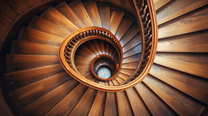 Classical wooden spiral staircase  © GrayFrog