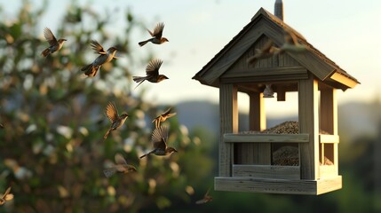 3D render of a bird feeder
